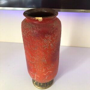 Bitossi for Rosenthal Netter Vase, Ceramic, Red, Gold, Signed